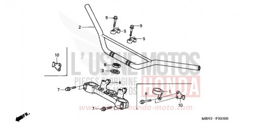 TUYAU DE GUIDON/PONT SUPERIEUR XR650R1 de 2001